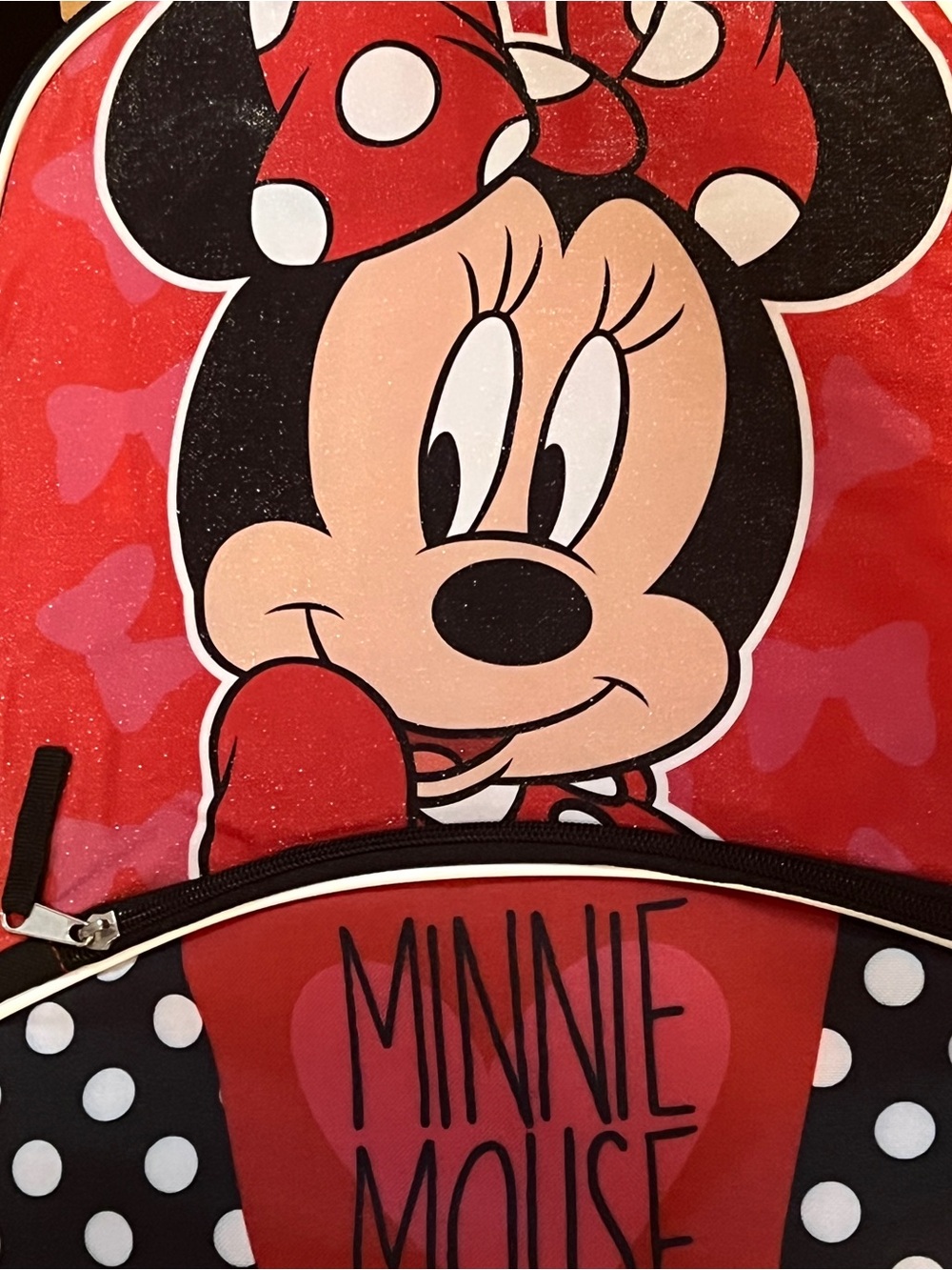 Disney Minnie Mouse Red, Black & White Character Backpack
